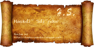 Haskó Sándor névjegykártya