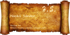 Haskó Sándor névjegykártya